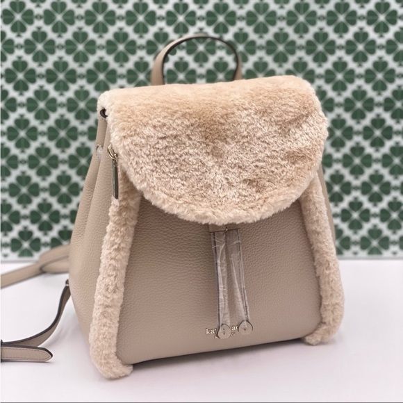 Mew Kate Spade Medium Leila Backpack Faux Shearling